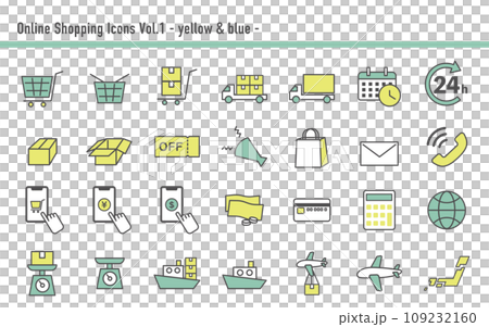 オンラインショップアイコンセットA　03　黄色と水色 109232160