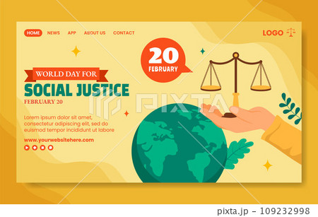 Social Justice Day Social Media Landing Page Cartoon Templates Background Illustration 109232998