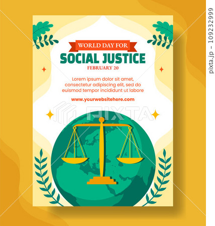 Social Justice Day Vertical Poster Flat Cartoon Hand Drawn Templates Background Illustration 109232999