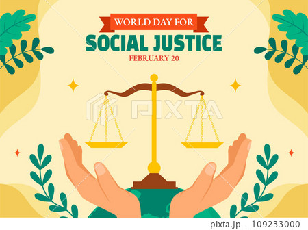 Social Justice Day Social Media Background Flat Cartoon Hand Drawn Templates Illustration 109233000