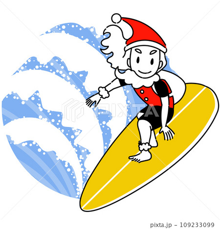 サーフィンで波に乗るかっこいいサンタクロース 109233099