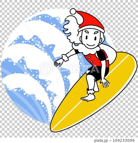 サーフィンで波に乗るかっこいいサンタクロース 109233099