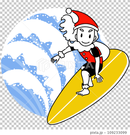 Cool Santa Claus riding the waves in the surf Cool Santa Claus riding the waves in the surf 109233099