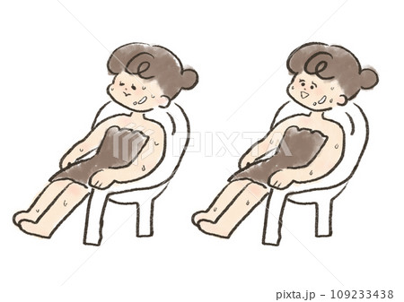 サウナで椅子に座りととのう女性 109233438