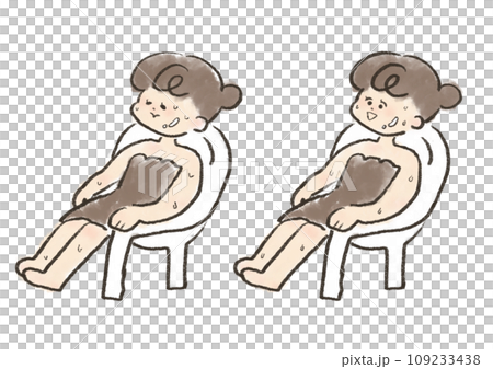 サウナで椅子に座りととのう女性 109233438