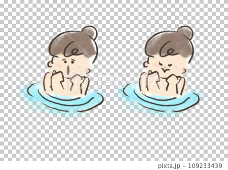 サウナで水風呂に入りととのう女性 109233439