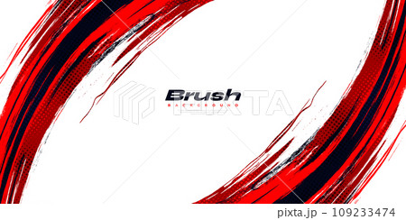 Abstract Red and Black Brush Background with Halftone Effect. Brush Stroke Illustration for Banner, Poster, or Sports Background. Scratch and Texture Elements For Design 109233474
