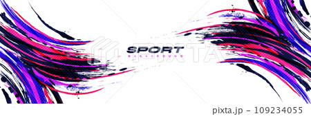 Abstract and Colorful Brush Background with Halftone Effect. Sport Banner. Brush Stroke Illustration. Scratch and Texture Elements For Design Abstract and Colorful Brush Background with Halftone Effect. Sport Banner. Brush Stroke Illustration. Scratch and Texture Elements For Design 109234055
