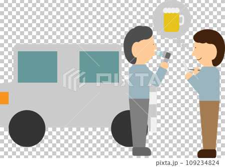 Image material of a person undergoing an alcohol check before getting into a car Image material of a person undergoing an alcohol check before getting into a car 109234824