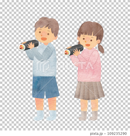 Children eating ehomaki 109235290