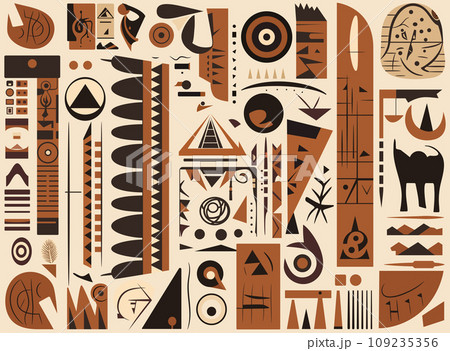 Abstract composition in the style of cave paintings and primitive art Abstract composition in the style of cave paintings and primitive art 109235356