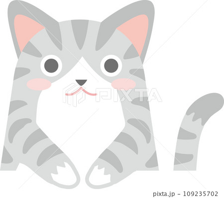 猫のイラスト_ニャンコ_サバ白猫_お手々をはみ出して垂らしたサバ白猫 猫のイラスト_ニャンコ_サバ白猫_お手々をはみ出して垂らしたサバ白猫 109235702