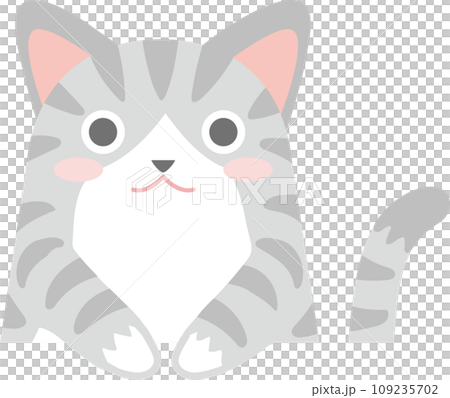 猫のイラスト_ニャンコ_サバ白猫_お手々をはみ出して垂らしたサバ白猫 猫のイラスト_ニャンコ_サバ白猫_お手々をはみ出して垂らしたサバ白猫 109235702