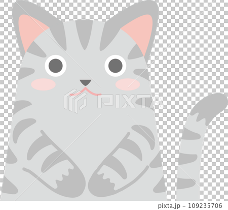 貓插畫_Nyanko_鯖魚貓_雙手放在肚子上的鯖魚貓 109235706