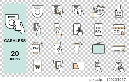 Cashless icon set color 109235957