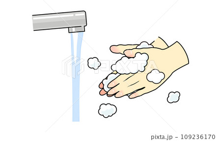 石鹸で手を洗う 109236170