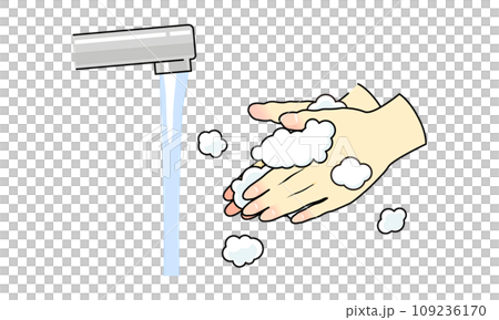 石鹸で手を洗う 109236170