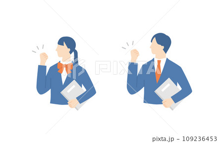 ガッツポーズでやる気のある学生たち 109236453