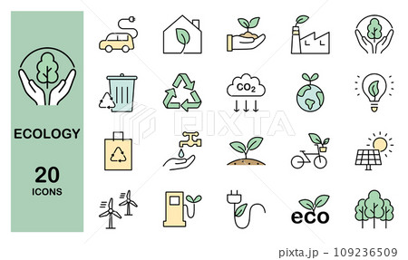 エコロジーに関するアイコンセット カラー 109236509