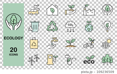 エコロジーに関するアイコンセット カラー 109236509