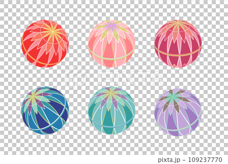 Illustration of colorful temari 109237770