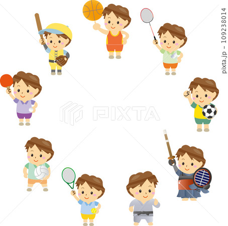 いろんなスポーツをする子どものセット 109238014