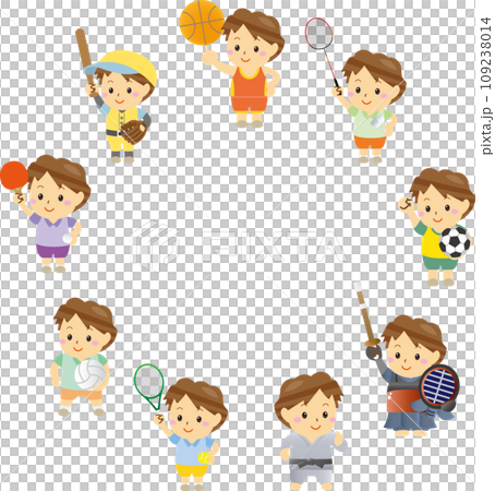 いろんなスポーツをする子どものセット 109238014