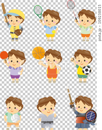 いろんなスポーツをする子どものセット 109238015