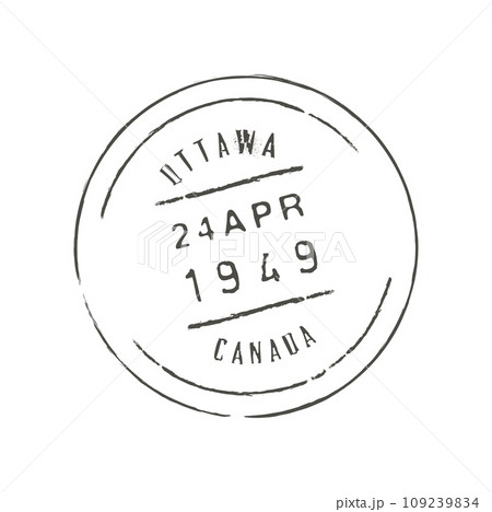 Ottawa postage and postal stamp. Letter envelope or parcel departure country or region seal, Canadian post town vintage vector mark or Ottawa city postcard retro ink postal stamp 109239834