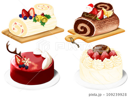 クリスマスケーキ4種セット ブッシュドノエル ホールケーキ 109239928