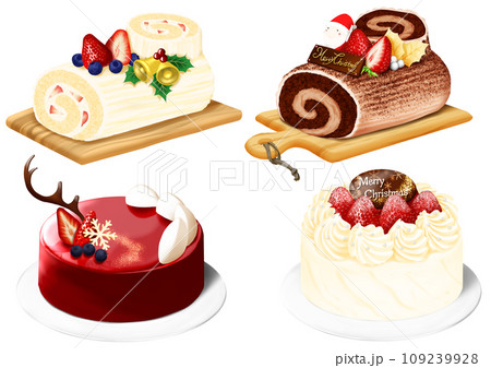 クリスマスケーキ4種セット ブッシュドノエル ホールケーキ クリスマスケーキ4種セット ブッシュドノエル ホールケーキ 109239928