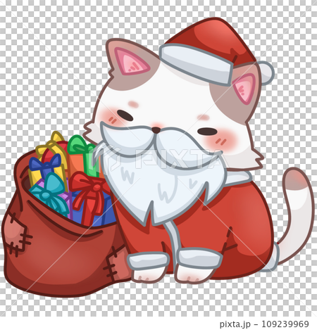 cat_Santa_claus_with_gift_bag_in_red_suit 109239969