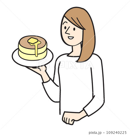 シンプルな人物イラスト　クッキングを楽しむ女性 109240225