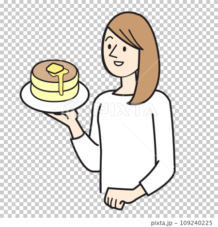 シンプルな人物イラスト　クッキングを楽しむ女性 109240225