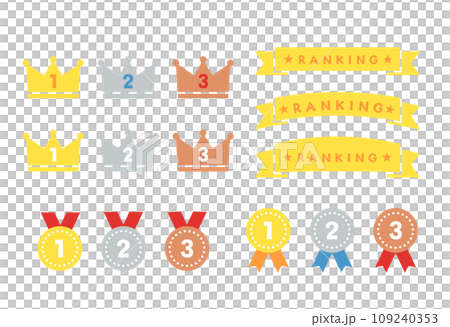 Simple ranking icon set gold, silver, copper 109240353