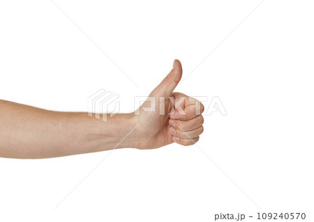 male hand showing thumbs up gesture on white background 109240570