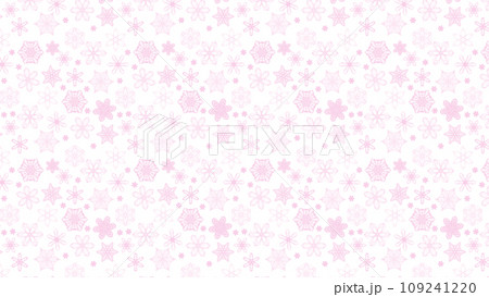 かわいいピンク色の雪の結晶の模様素材16：9 109241220