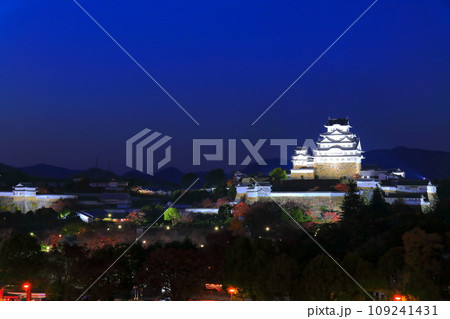 【兵庫県】姫路城の夜景（姫路公園） 109241431