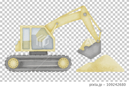 Excavator Watercolor illustration. Hand drawn clip art of Digger on isolated background. Baby toy backhoe sketch. Loader drawing for prints on a boys t-shirt. Painting of truck car for construction. Excavator Watercolor illustration. Hand drawn clip art of Digger on isolated background. Baby toy backhoe sketch. Loader drawing for prints on a boys t-shirt. Painting of truck car for construction. 109242680