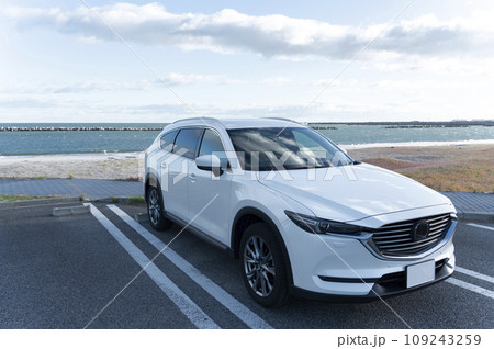 白いSUVタイプの乗用車 109243259