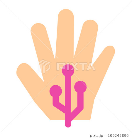 生体認証、手、手のひらを表すカラースタイルのアイコン 109243896