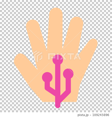 生体認証、手、手のひらを表すカラースタイルのアイコン 109243896