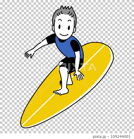A man riding a wave while surfing (no background) 109244001