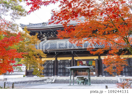 秋の京都　南禅寺　紅葉に包まれた法堂 109244131