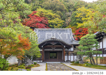 秋の京都　南禅寺　紅葉に包まれた本坊大玄関 109244138