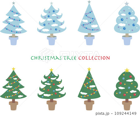 シンプルなクリスマスツリーのイラストセット シンプルなクリスマスツリーのイラストセット 109244149