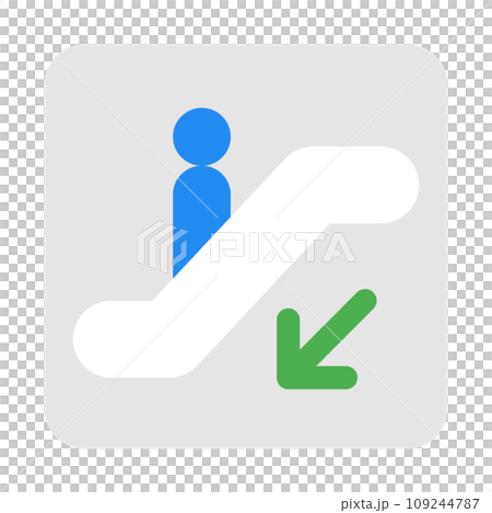 Color style icons representing information, escalator and descent Color style icons representing information, escalator and descent 109244787