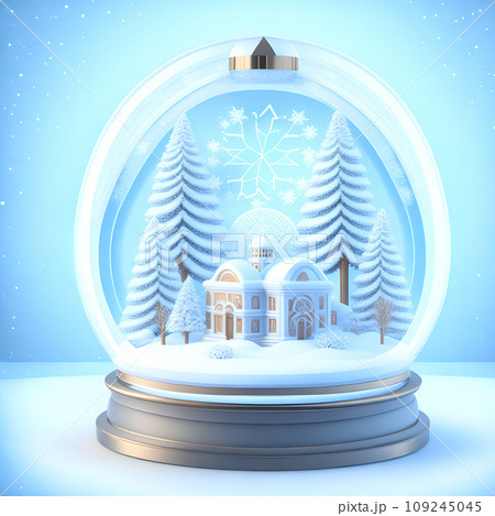 Christmas snow globe snowflakes soft blue white color wallpaper 109245045