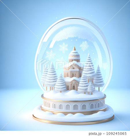 Christmas snow globe snowflakes soft blue white color wallpaper 109245065