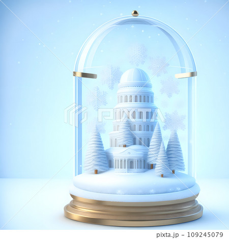 Christmas snow globe snowflakes soft blue white color wallpaper 109245079